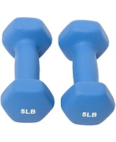 BalanceFrom Fitness 5, 8, and 12 Pound Neoprene Coated Dumbbell Set with Stand
