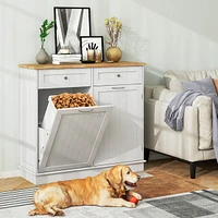 Wooden Kitchen Trash Cabinet Tilt Out Bin Holder with Drawer & Storage Shelf