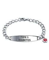 Bling Jewelry Type 1 Diabetes Identification Medical Id Bracelet Miami Cuban Link Chain Stainless Steel 8 Inch