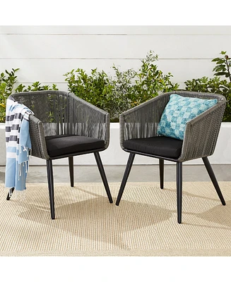 Best Choice Products Set of 2 Indoor Outdoor Patio Dining Chairs Woven Wicker Seating 250lb Capacity - Gray/Black