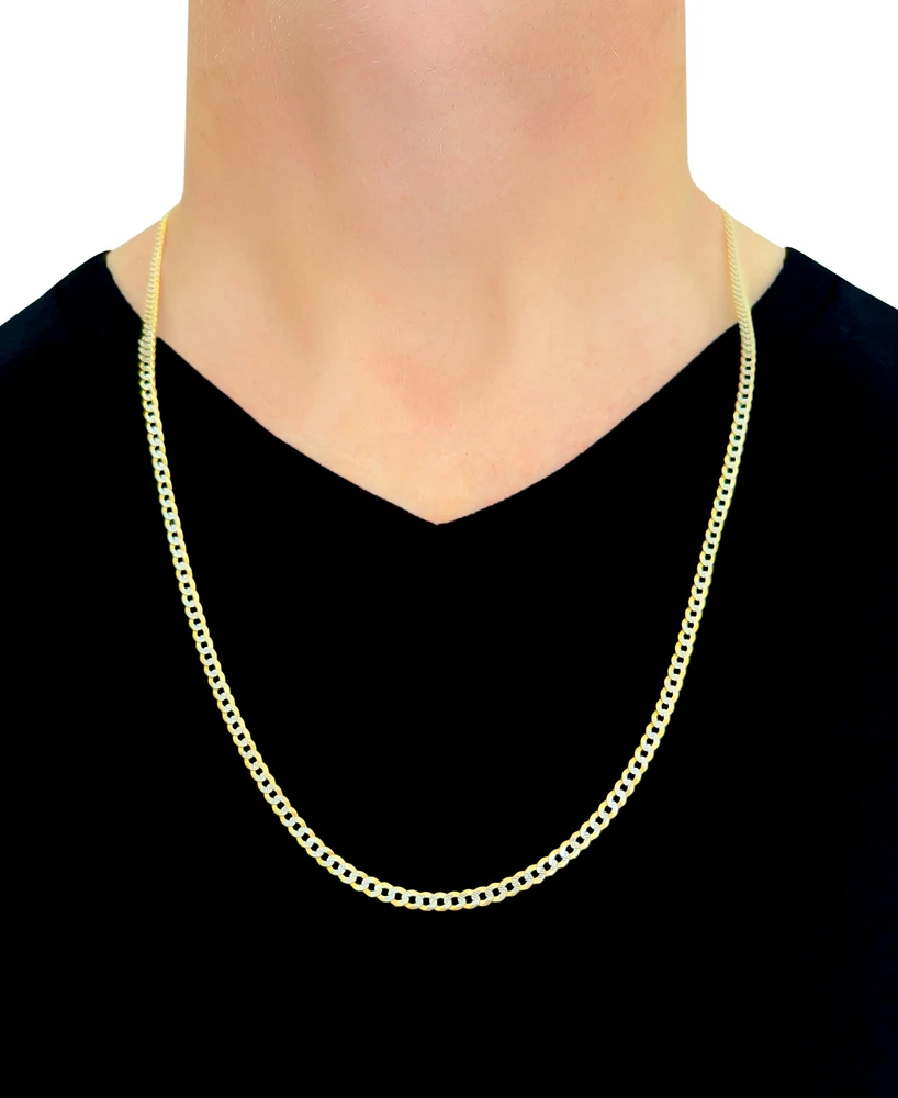 28" Two-Tone Open Curb Link Chain Necklace (3-1/6mm) in Solid 14k Gold & White Gold