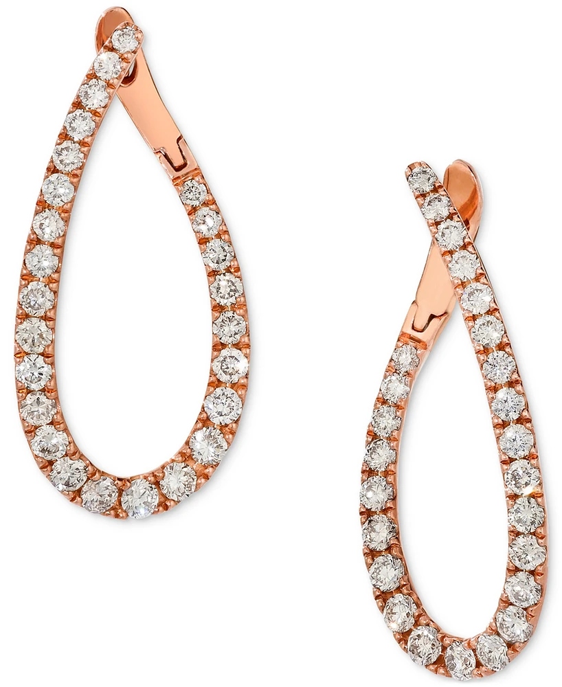 Le Vian Nude Diamond Teardrop Spiral Hoop Earrings (1-1/2 ct. t.w.) in 14k Rose Gold