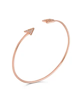 Bling Jewelry Minimalist Pave Cz Love Arrow Tips Bangle Cuff Bracelet Rose Gold 925 Sterling Silver
