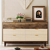 Tribesigns 6-Drawer Dresser for Bedroom: 55 Inches Modern Chest of Drawers with Gold Metal Handles, Green Long Double Dresser Organizer Wood Cabinet f