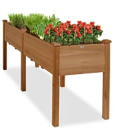 Best Choice Products 72x23x30in Raised Garden Bed, Elevated Wood Planter Box for Patio w/ Divider Panel
