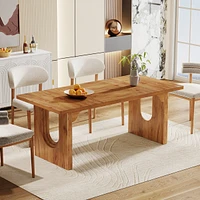 Tribesigns Modern Dining Table for 6 to 8 People, 71" Large Kitchen Dining Table with Wood Pedestal Base, Rectangular Long Dinner Table for Kitch