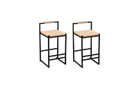 Set of 2 Bar Stools with Back Paper Rope Woven Counter Height Dining Chairs for Kitchen