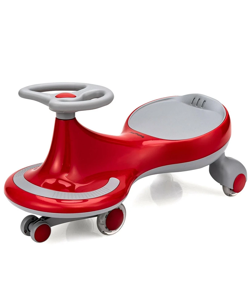 Gymax Wiggle Car Ride-on Toy w/ Flashing Wheels for Toddlers & Kids Pink