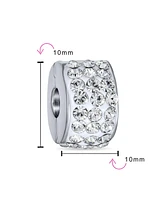 Bling Jewelry Clear White Crystal Spacer Stopper Bead Charm .925 Sterling Silver Snap Clasp Fits European Bracelet