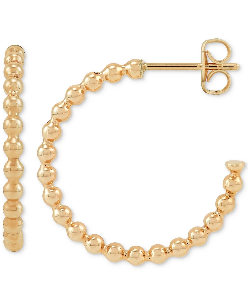 2-Pc. Set Polished & Beaded Small Hoop Earrings in 10k Gold, 1/2" & 3/4"