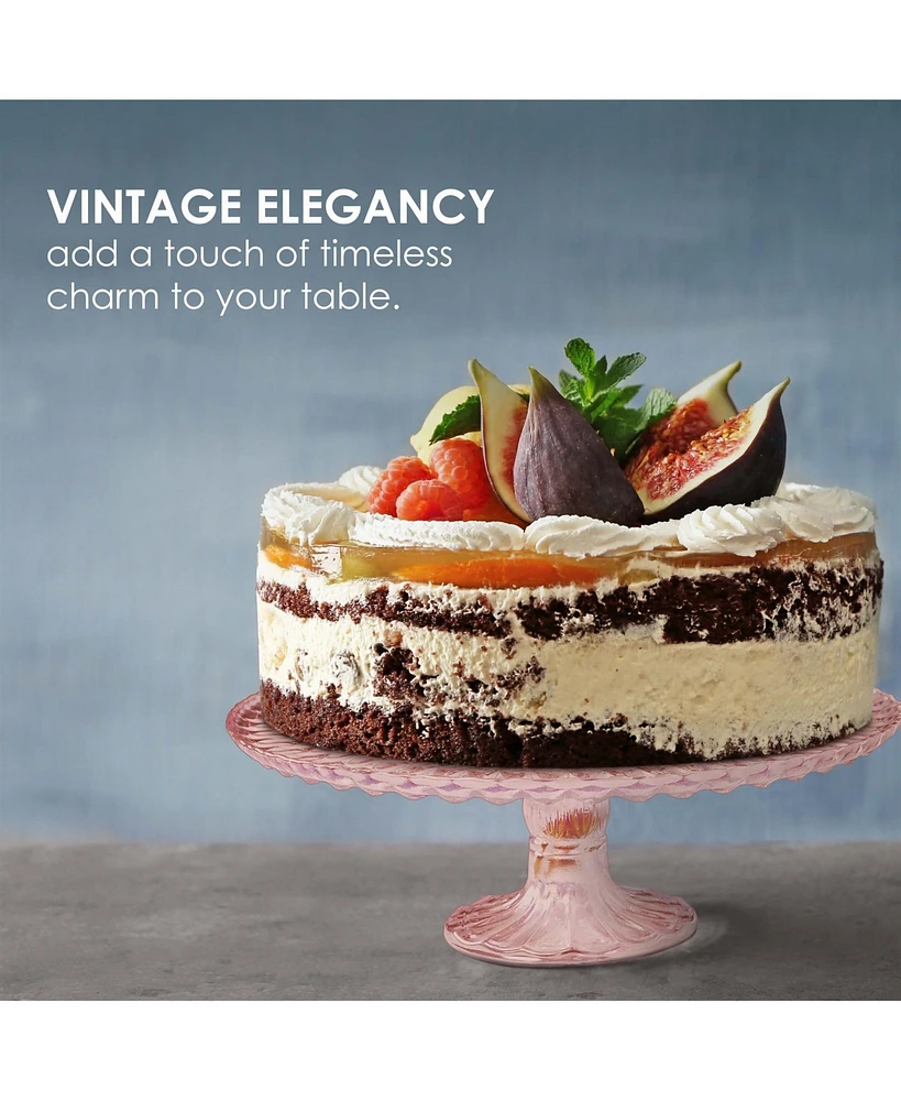 Amici Home Rochester Footed Glass Cake Stand - Pink