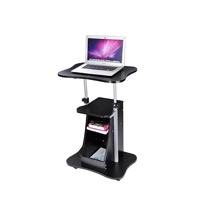 Yescom Lectern Podium Stand Portable Rolling Laptop Cart on Wheels Storage Mobile Height Adjustable Classroom Home Office Black