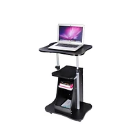 Yescom Lectern Podium Stand Portable Rolling Laptop Cart on Wheels Storage Mobile Height Adjustable Classroom Home Office Black