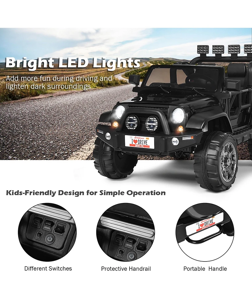 12V Kids Ride On Car 2 Seater Truck Rc Electric Vehicles w/ Storage Room