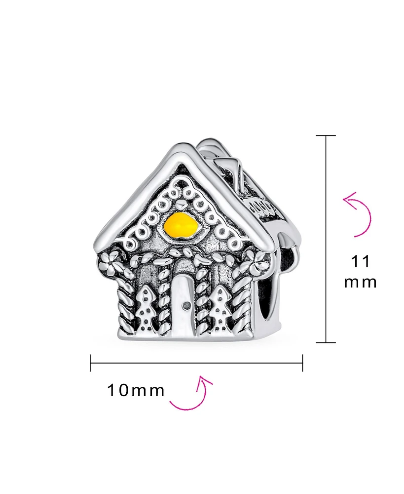 Bling Jewelry Christmas Candy Cane Gingerbread House Charm Bead .925 Silver