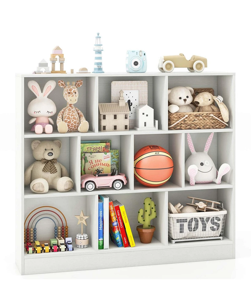 10-Cube Bookcase for Kids 41"Wooden Toy Storage Organizer Kid s Room