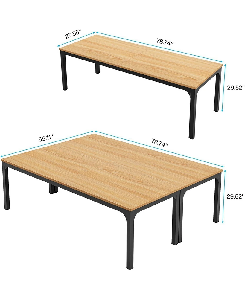 Tribesigns 78.74-Inch Conference Table Set of 2, 13FT Room Table, Large Rectangle Meeting Seminar for 8-10 Person,Long Business T
