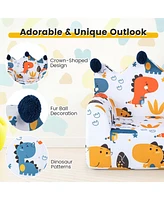 Kids Sofa Chair Foam Filled Armchair Dinosaur Toddler Couch with Cover & Pillow