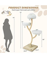 70 Inch Tall Cat Tree 4-Layer Tower with 3 Perches and Dangling Balls