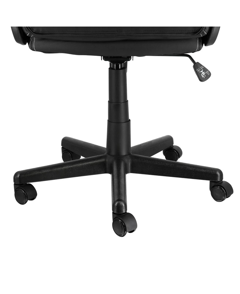 Elama High Back Adjustable Faux Leather and Mesh Office Chair in Black and Red