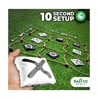 Swooc - Giant Tic Tac Toe Bean Bag Toss Game | 3ft x 3ft | Instant Setup | Tic Tac Toe Outdoor Game with Rope Game Board