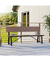 2 Pcs 4-Person Bench with All-Weather Hdpe Seat & Back Heavy-Duty Metal Support