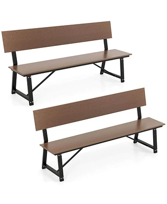 2 Pcs 4-Person Bench with All-Weather Hdpe Seat & Back Heavy-Duty Metal Support