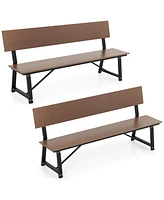 2 Pcs 4-Person Bench with All-Weather Hdpe Seat & Back Heavy-Duty Metal Support