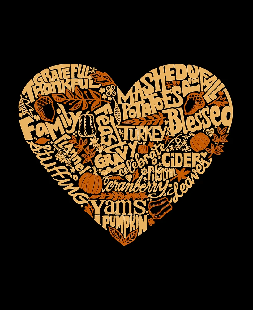 La Pop Art Women's Thanksgiving Heart Premium Blend Word T-Shirt