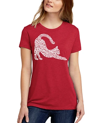 La Pop Art Women's Stretching Cat Premium Blend Word T-Shirt