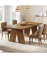 Tribesigns 71" Large Dining Table for 6 People, Farmhouse Dinner Table, Wood Rectangular Dining Table with Thickened Legs for Kitchen, Dining Roo