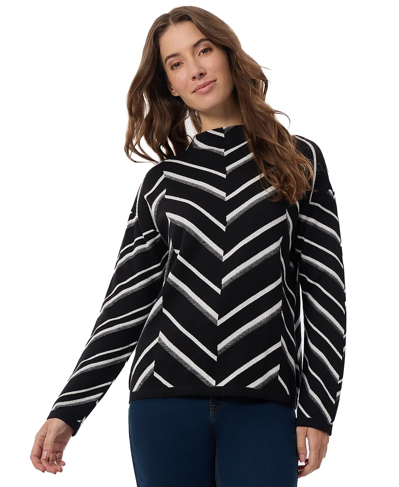 Jones New York Women's Chevron Mock-Neck Sweater