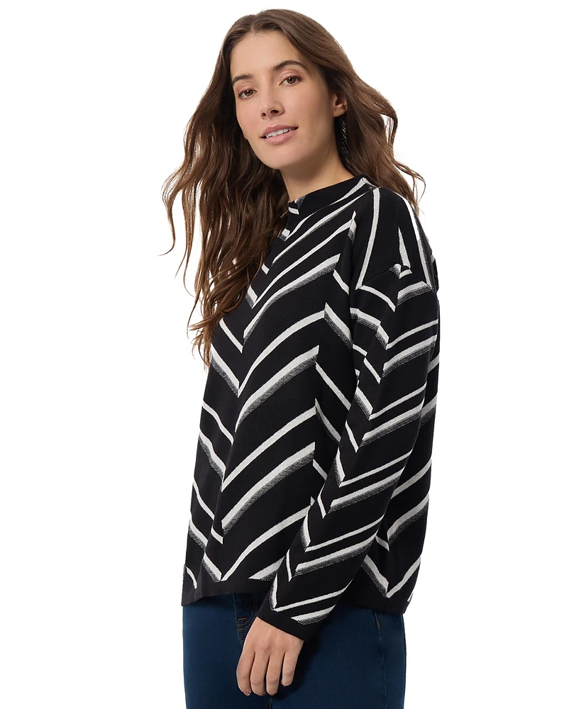 Jones New York Women's Chevron Mock-Neck Sweater