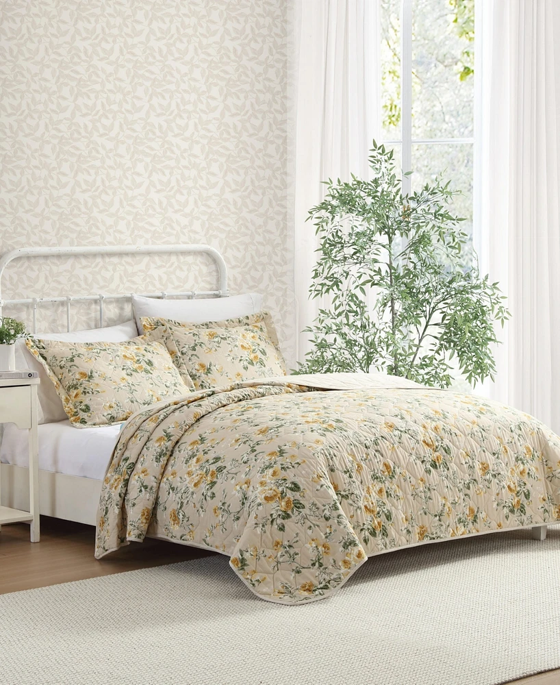 Laura Ashley Roses Reversible 2-Pc. Quilt Set, Twin