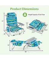 Pcs Folding Beach Chair Adult Lightweight Aluminum Camping Chair with Storage Bag