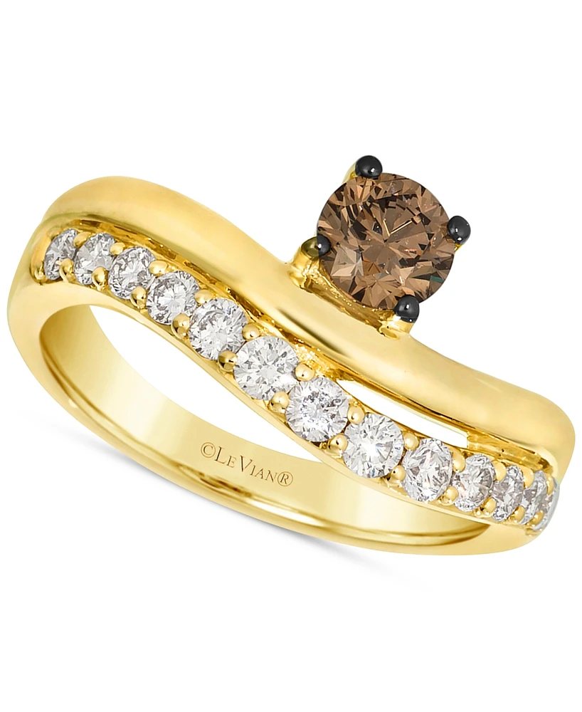 Le Vian Chocolate Diamond & Nude Diamond (1-1/2 ct. t.w.) Double-Row Ring in 14k Yellow Gold