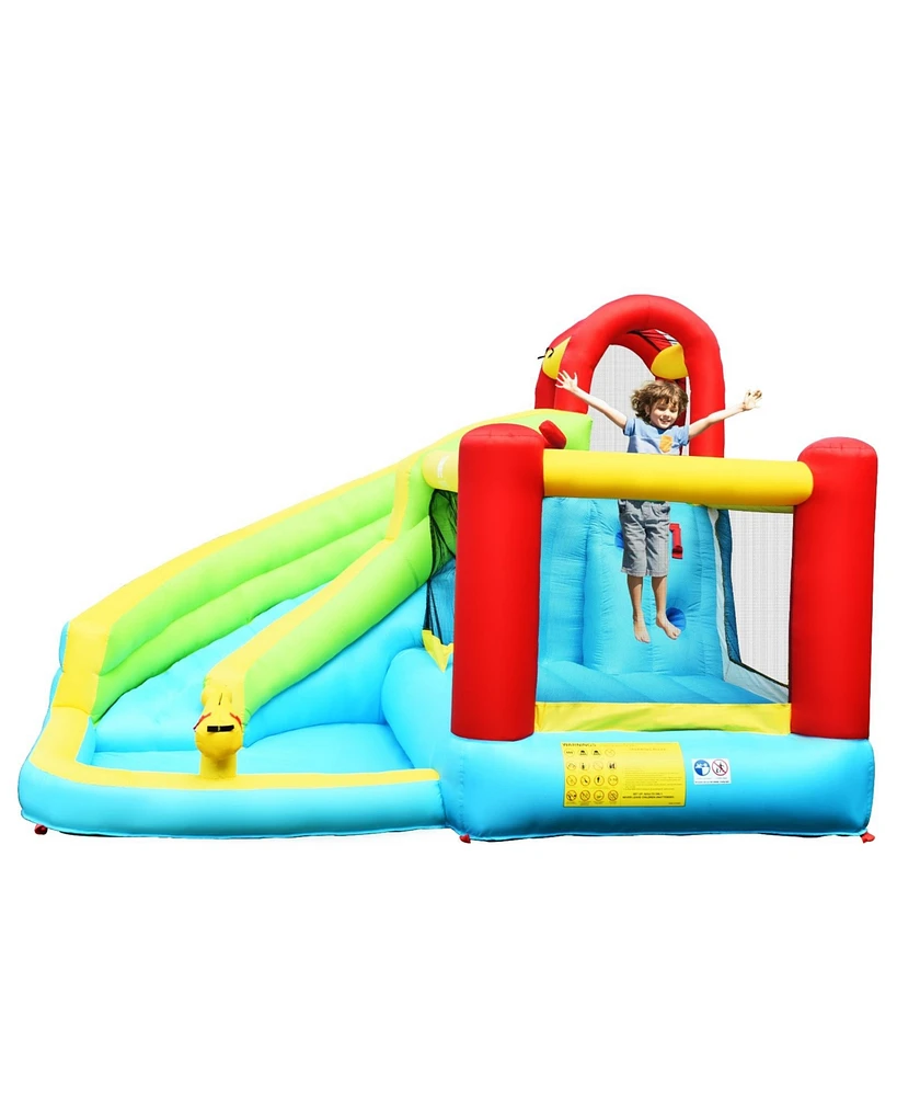 Inolait 6-in-1 Inflatable Bounce House with Climbing Wall and Basketball Hoop without Blower