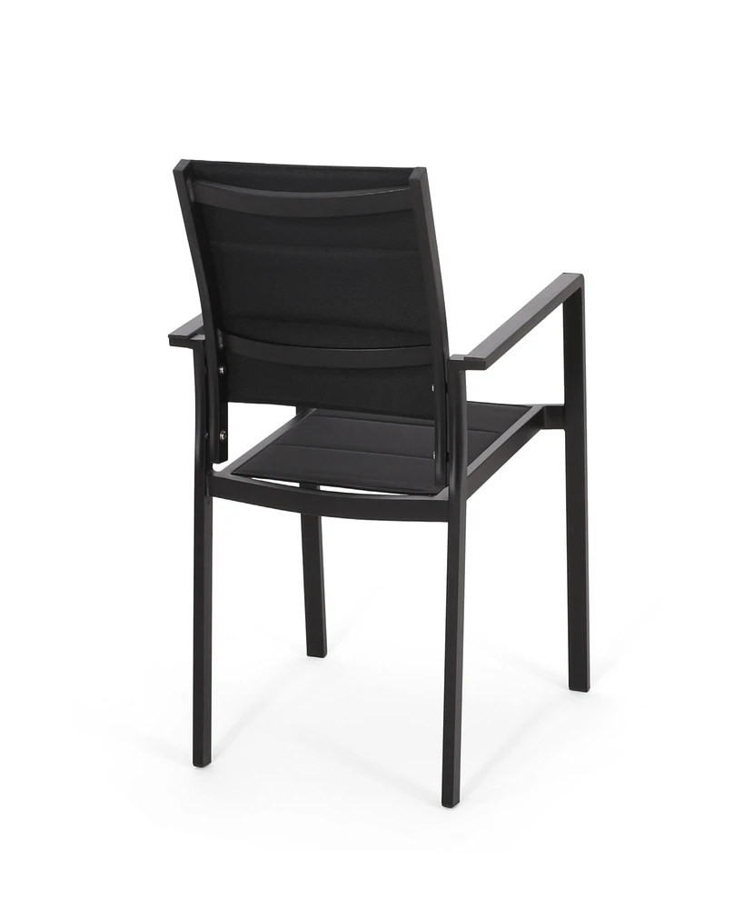 Modern Aluminum Dining Chairs With Mesh Seating For Indoor And Outdoor Use