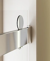 56-60 inches W 76 inches H Frameless Double Sliding Soft-Close Shower Door in Chrome, 3/8 inches (10mm) Thick Sgcc Tempered Glass Door