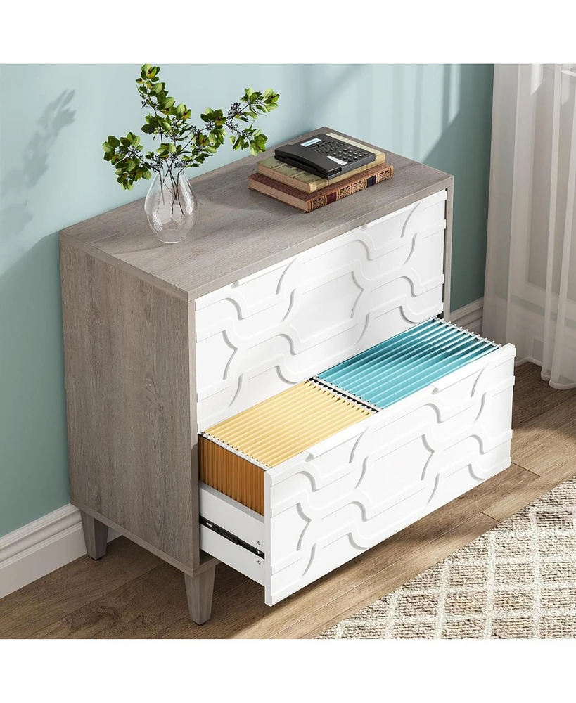 Tribesigns 2-Drawer File Cabinet, Lateral Filing Cabinet for A4/Letter/Legal Size, Office Storage Cabinet, Printer Stand with Storage Drawer for Home