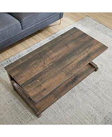 Unique coffee table, solid wood 48 inch modern coffee table modern center table with storage, solid wood special shape coffee table, living room, kitc