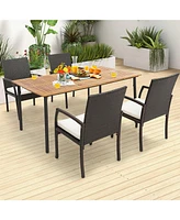 2PCS Patio Pe Wicker Dining Chairs with Soft Zippered Cushion Armchairs Backyard