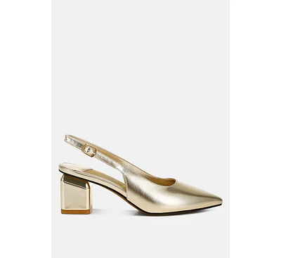 Zofoya Metallic Faux Leather Slingback Sandals
