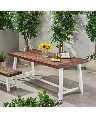 Carlisle Industrial Outdoor Dining Table: Modern Metal And Acacia Wood For 8
