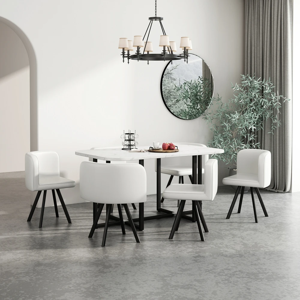 Simplie Fun Modern 7 Pieces Dining Table Set, Rectangle Dining Table with 6 Chairs for Dining Room, Kitchen