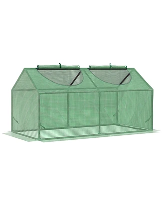 4' x 2' x 2' Portable Mini Greenhouse, Small Green House with Pe Cover, Roll-up Zippered Windows for Indoor, Outdoor Garden, Green