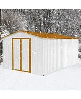Metal garden sheds 10ftx12ft outdoor storage sheds White+Yellow