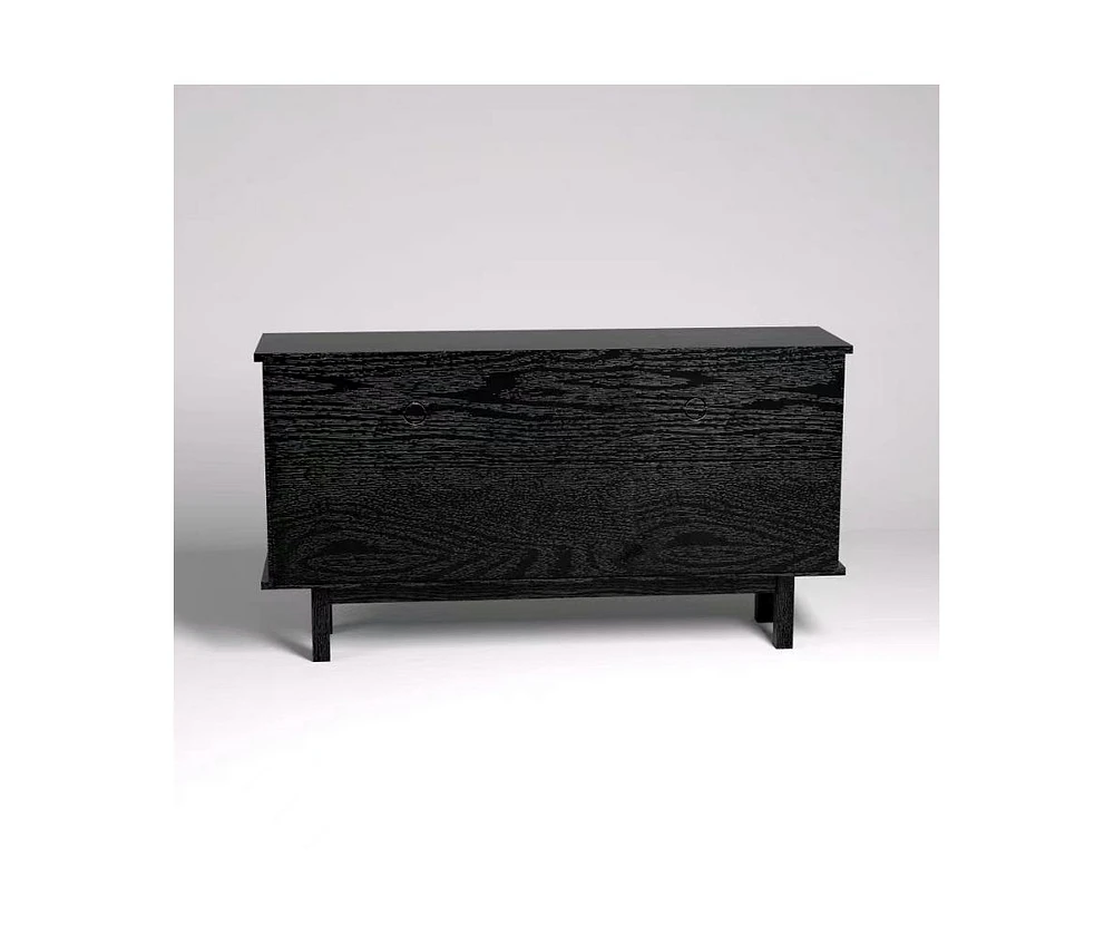 Modern Wood Tv Stand, Entertainment Center for TVs up to 65", Sideboard Buffet Cabinet Credenza, Slatted Media Console for Living Room, Wooden Fu