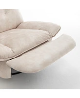 Ivory recliner, reclining lazy chair, mobile phone holder, large and comfortable reading chair, swivel gliding rocking chair, gold-stamped velvet