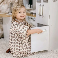 Large Play Kitchen with Full Set of Appliances for a Modern Day Pretend Kitchen, Tons of Storage, Corner Play Kitchen Set with Sound Effect, Education